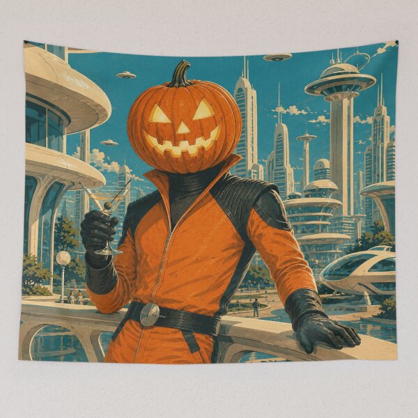 Item preview, Headless Horseman Futuristic Metropolis - Mid-Century Pop Art designed and sold by TheHorsemanRidesAgain.
