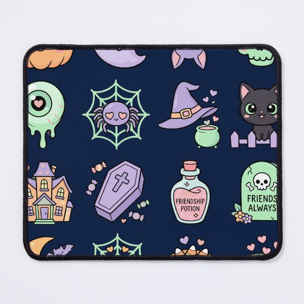 Item preview, Cute Kawaii Halloween Icons Grid – Pastel Spooky Pattern designed and sold by artscreat.