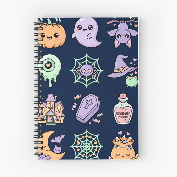 Item preview, Cute Kawaii Halloween Icons Grid – Pastel Spooky Pattern designed and sold by artscreat.