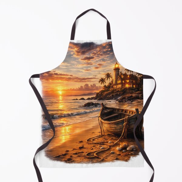 Item preview, Coastal Sunset Lighthouse and Beach Boat Art designed and sold by FutureGarb.