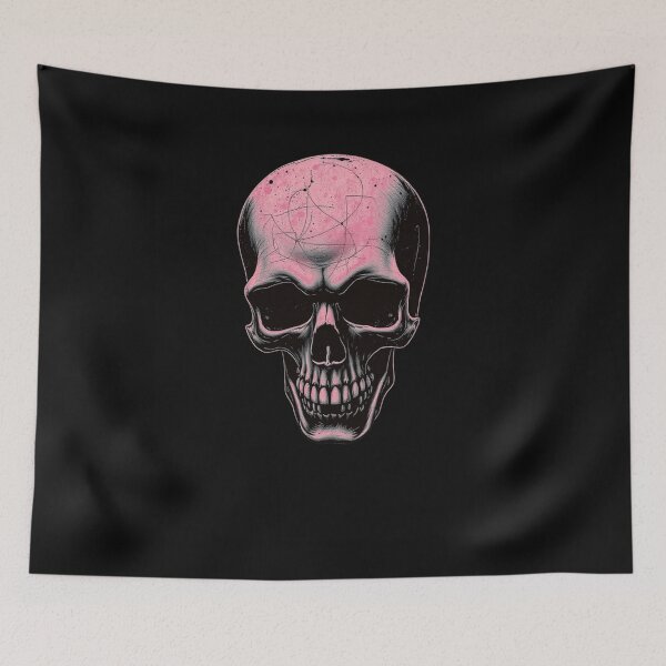Item preview, Minimalist Pink Ink Sketch Skull Art designed and sold by ERODED SELF.