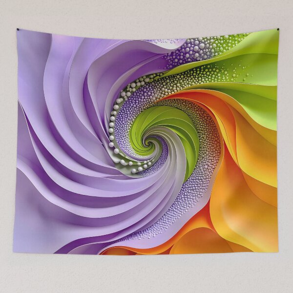 Item preview, Abstract Swirls of Lavender Orange Green designed and sold by Vicky Brago-Mitchell®.