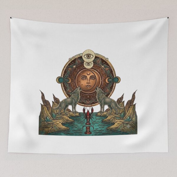 Item preview, The Moon Tarot - Wolf, Cancer & All-Seeing Eye Alchemical Graphic designed and sold by Northern Glow Art.