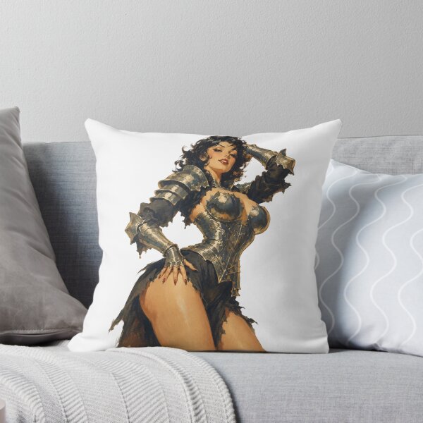 Item preview, Dark Fantasy Warrior Pin Up | Original Gothic Knight Illustration designed and sold by Cosplayvintage.