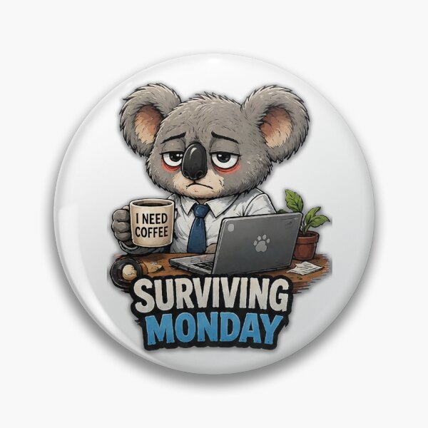 Item preview, Surviving Monday Tired Office Koala With Coffee And Laptop designed and sold by Surviving Monday Club.
