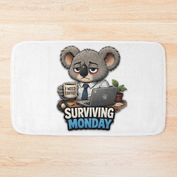 Item preview, Surviving Monday Tired Office Koala With Coffee And Laptop designed and sold by Surviving Monday Club.