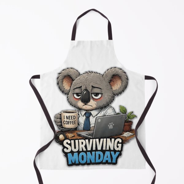 Item preview, Surviving Monday Tired Office Koala With Coffee And Laptop designed and sold by Surviving Monday Club.
