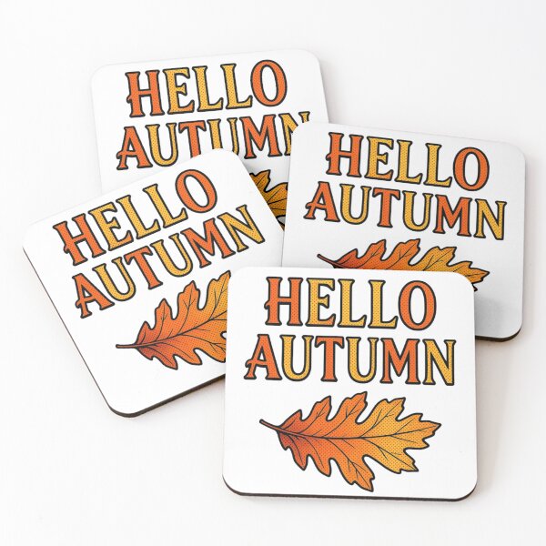 Item preview, Hello Autumn Comic Style Oak Leaf Typography Design designed and sold by VibranPalette.