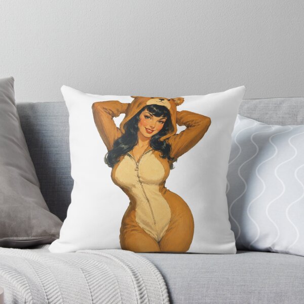 Item preview, Cute Bear Onesie Pin Up | Cozy Kigurumi Girl Vintage Illustration designed and sold by Cosplayvintage.