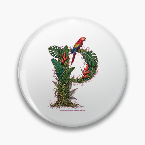 Item preview, Tropical Letter P - Red Macaw and Red Heliconias designed and sold by FantasyPearl.