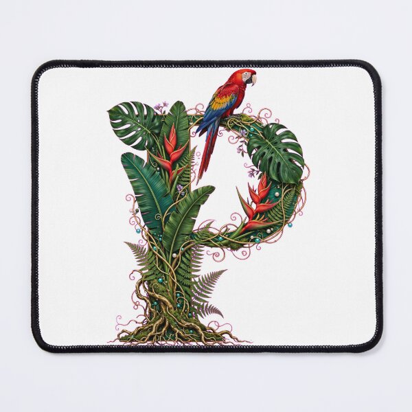 Item preview, Tropical Letter P - Red Macaw and Red Heliconias designed and sold by FantasyPearl.