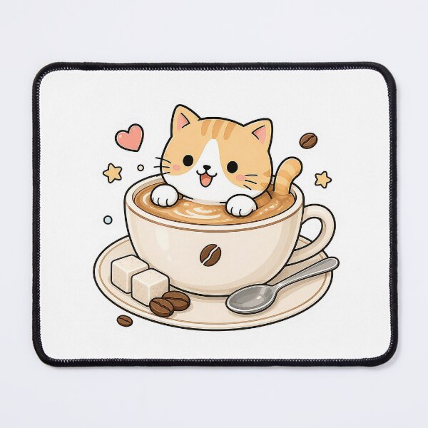 Item preview, Cute Cat In Coffee Cup Kawaii Kitty Latte Art Illustration designed and sold by NoopnyangStudio.