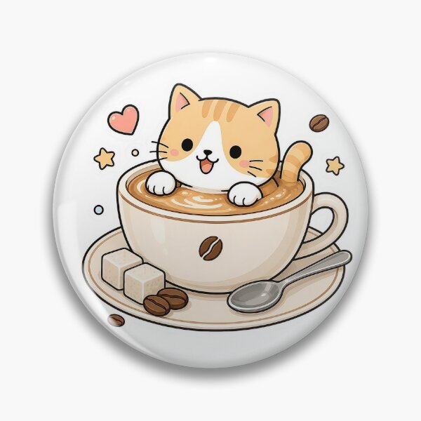 Item preview, Cute Cat In Coffee Cup Kawaii Kitty Latte Art Illustration designed and sold by NoopnyangStudio.