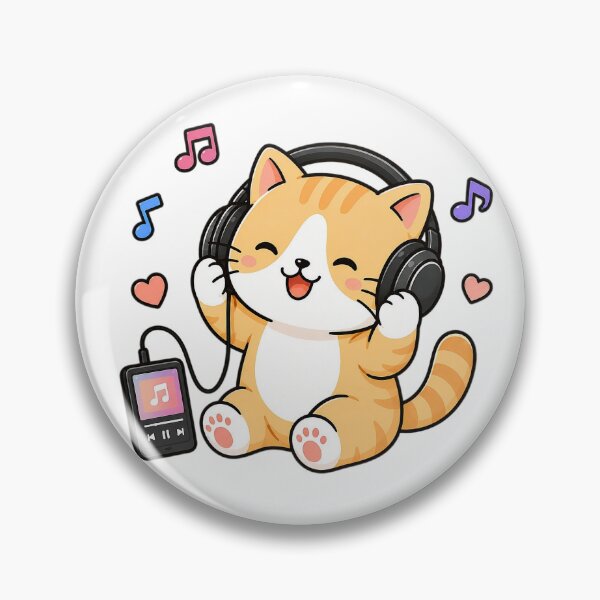 Item preview, Cute Cat Listening To Music With Headphones Kawaii Kitty Illustration designed and sold by NoopnyangStudio.