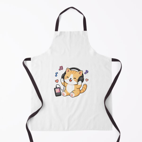 Item preview, Cute Cat Listening To Music With Headphones Kawaii Kitty Illustration designed and sold by NoopnyangStudio.