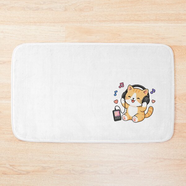 Item preview, Cute Cat Listening To Music With Headphones Kawaii Kitty Illustration designed and sold by NoopnyangStudio.