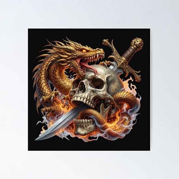 Item preview, Dragon, Skull, and Sword  designed and sold by INKRebelGraphic.