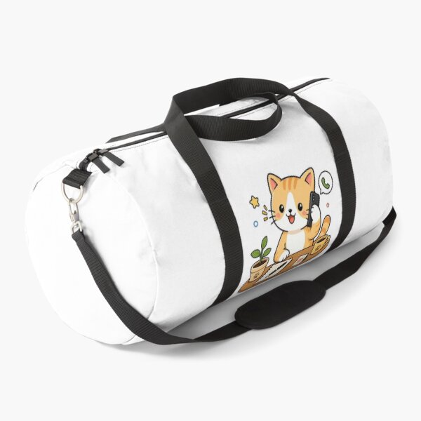 Item preview, Cute Cat Calling On Smartphone Kawaii Kitty Desk Work Illustration designed and sold by NoopnyangStudio.