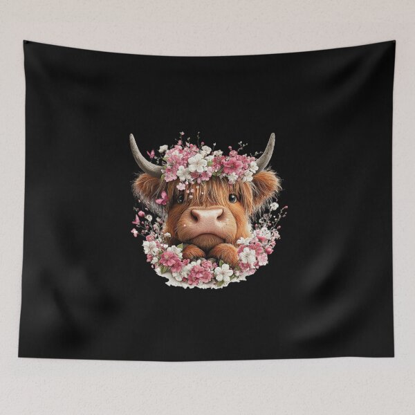 Item preview, Floral Highland Cow designed and sold by perijun.