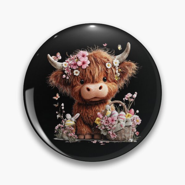 Item preview, Fluffy Highland Cow with Flowers designed and sold by perijun.