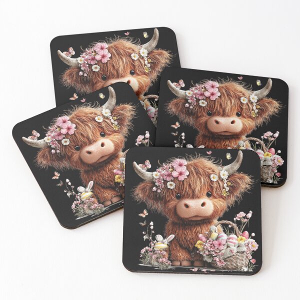 Item preview, Fluffy Highland Cow with Flowers designed and sold by perijun.