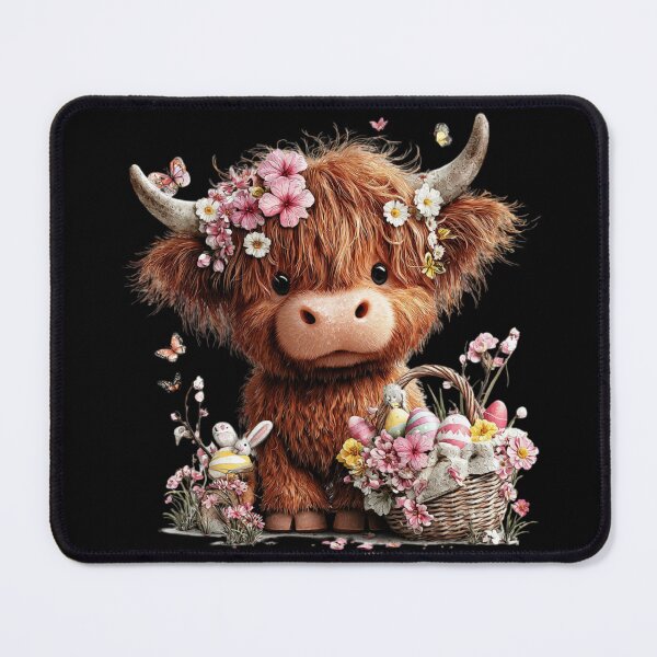 Item preview, Fluffy Highland Cow with Flowers designed and sold by perijun.