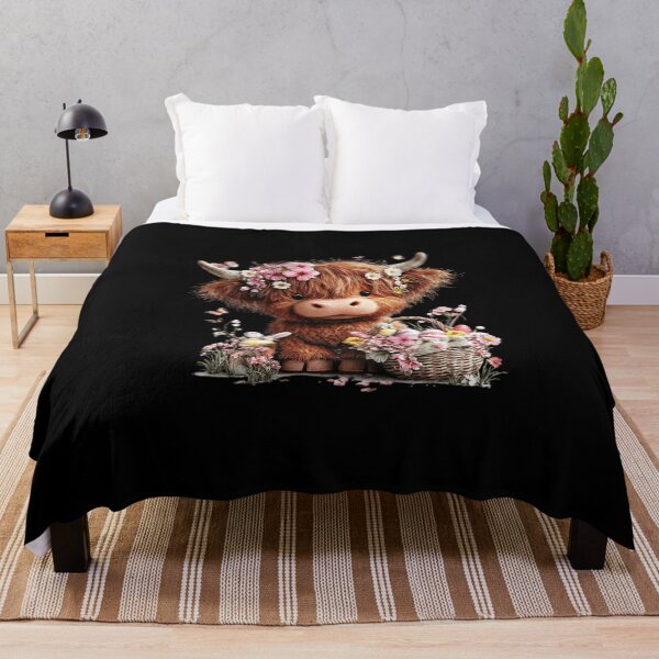 Item preview, Fluffy Highland Cow with Flowers designed and sold by perijun.