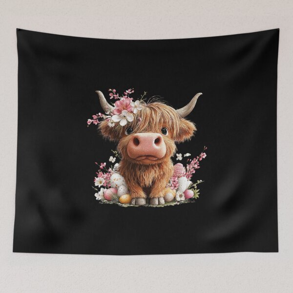 Item preview, Floral Highland Cow with Eggs designed and sold by perijun.