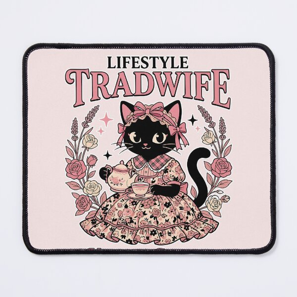 Item preview, Lifestyle Tradwife – Kawaii Black Cat Tea Time Cottagecore designed and sold by CuteKats.