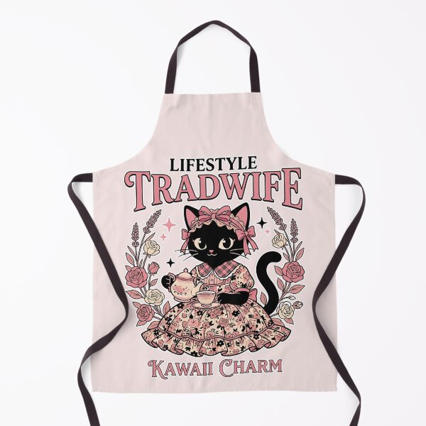 Item preview, Lifestyle Tradwife – Kawaii Black Cat Tea Time Cottagecore designed and sold by CuteKats.