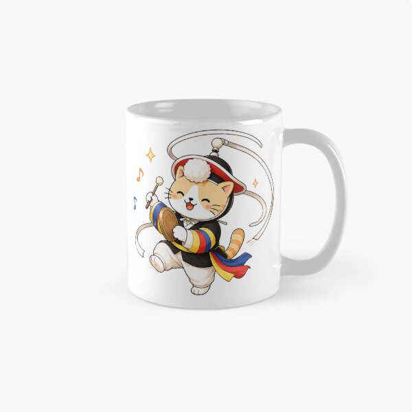 Item preview, Cute Korean Traditional Sangmo Ribbon Hat Dancing Cat Illustration designed and sold by NoopnyangStudio.