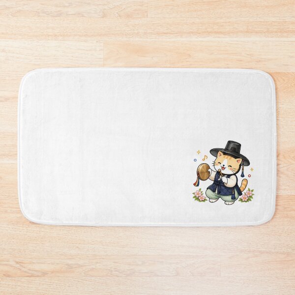 Item preview, Cute Korean Traditional Hanbok Cat Playing Kkwaenggwari Gong Illustration designed and sold by NoopnyangStudio.