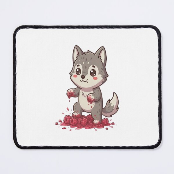 Item preview, Cute Wolf Squishing Red Raspberries designed and sold by Ella_Sketch.