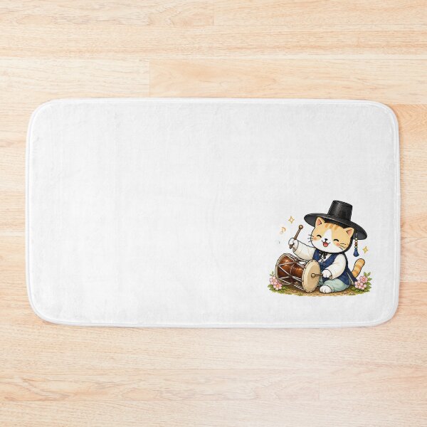 Item preview, Cute Korean Traditional Hanbok Cat Playing Janggu Hourglass Drum Illustration designed and sold by NoopnyangStudio.