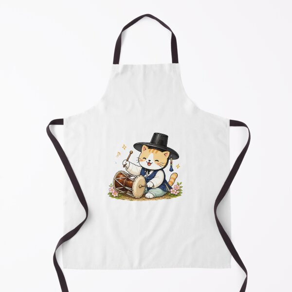 Item preview, Cute Korean Traditional Hanbok Cat Playing Janggu Hourglass Drum Illustration designed and sold by NoopnyangStudio.