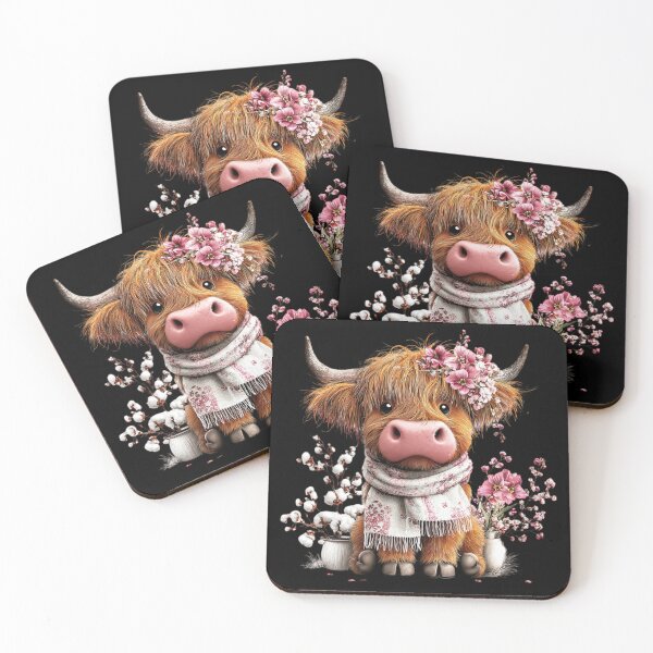 Item preview, Cute Highland Cow with Flowers designed and sold by perijun.