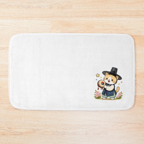 Item preview, Cute Korean Traditional Hanbok Cat Playing Sogor Drum Illustration designed and sold by NoopnyangStudio.
