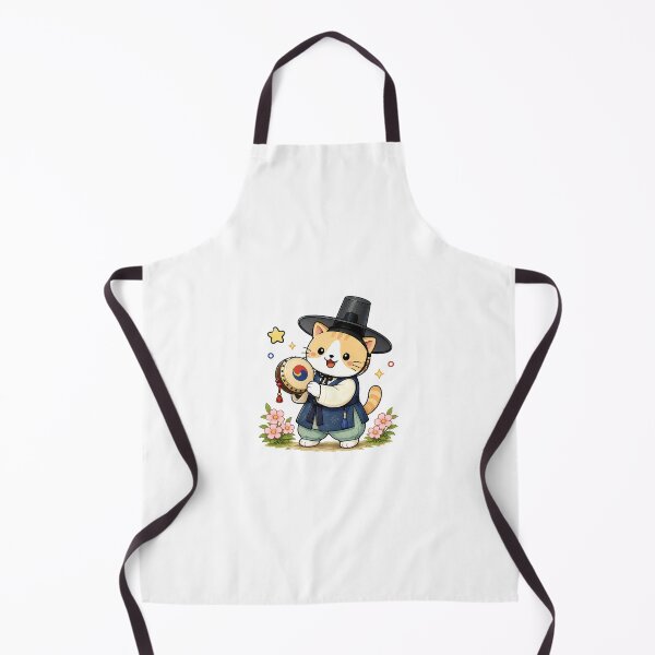 Item preview, Cute Korean Traditional Hanbok Cat Playing Sogor Drum Illustration designed and sold by NoopnyangStudio.