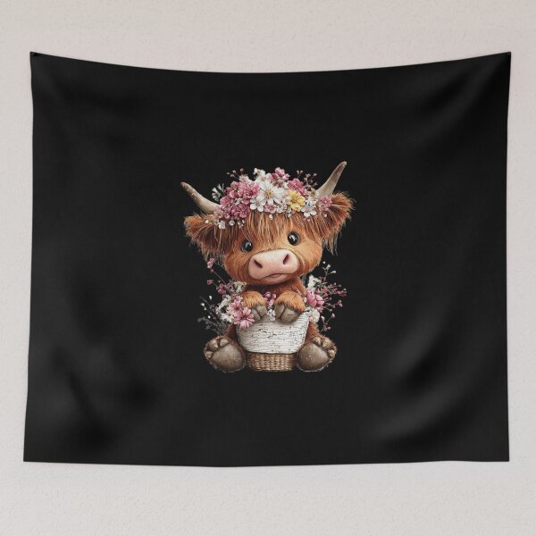 Item preview, Cute Highland Cow with Flower Crown designed and sold by perijun.