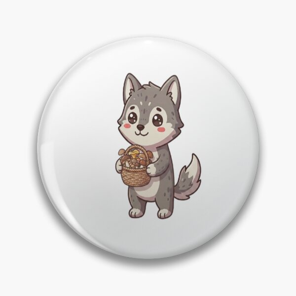 Item preview, Cute Wolf Holding Mushroom Basket designed and sold by Ella_Sketch.