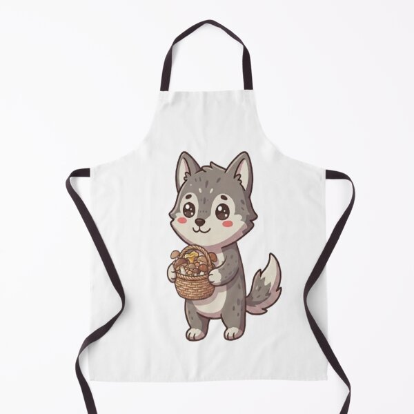 Item preview, Cute Wolf Holding Mushroom Basket designed and sold by Ella_Sketch.