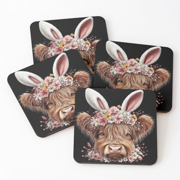 Item preview, Cow with Bunny Ears and Flowers designed and sold by perijun.