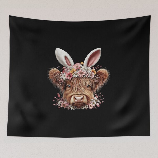 Item preview, Cow with Bunny Ears and Flowers designed and sold by perijun.