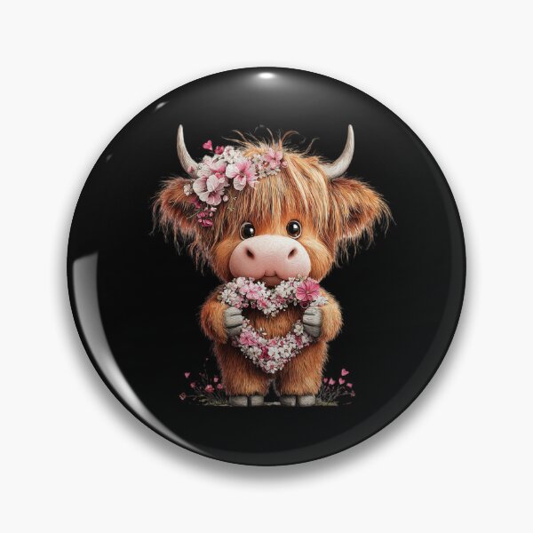 Item preview, Cute Highland Cow with Floral Heart designed and sold by perijun.