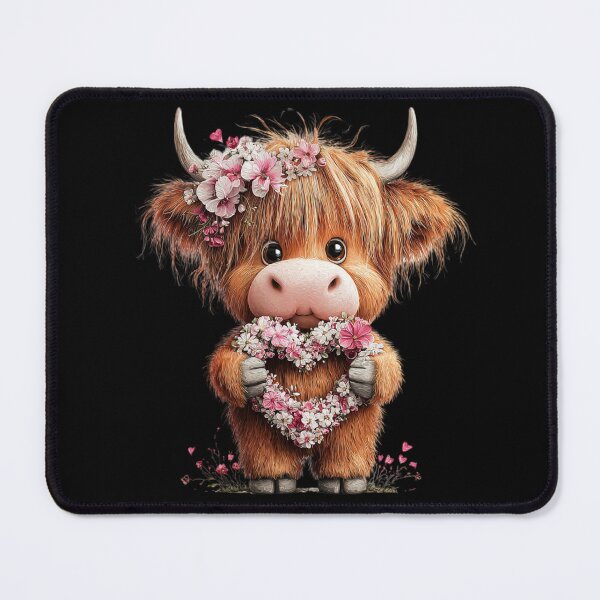 Item preview, Cute Highland Cow with Floral Heart designed and sold by perijun.