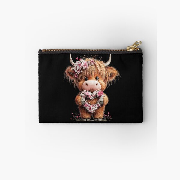 Item preview, Cute Highland Cow with Floral Heart designed and sold by perijun.
