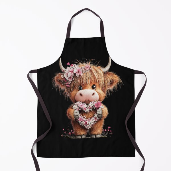 Item preview, Cute Highland Cow with Floral Heart designed and sold by perijun.
