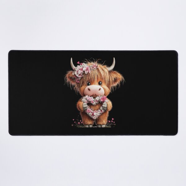 Item preview, Cute Highland Cow with Floral Heart designed and sold by perijun.
