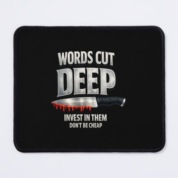 Item preview, Words Cut Deep Knife Graphic - Bold Streetwear Statement designed and sold by FrozenHeat97.