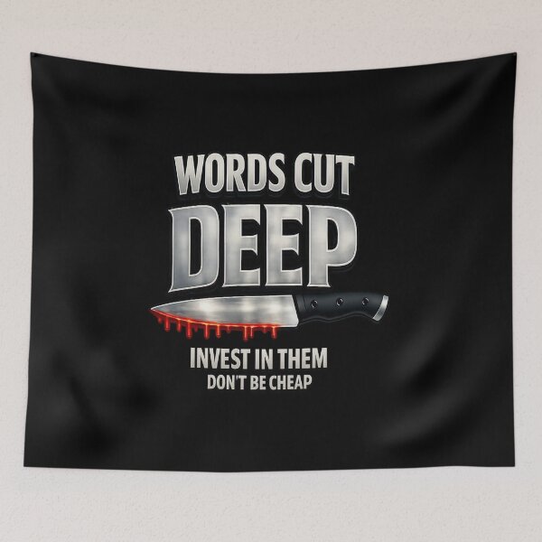 Item preview, Words Cut Deep Knife Graphic - Bold Streetwear Statement  designed and sold by FrozenHeat97.